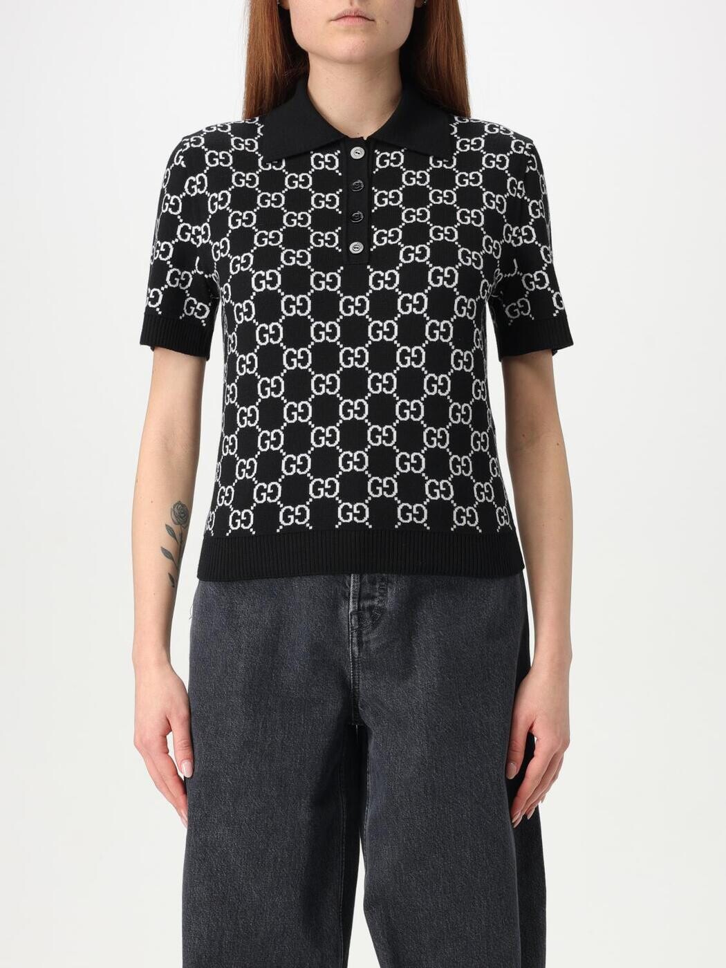 グッチ GUCCI スポーツシャツ レディース 黒いこと Polo 814273XKEJP 関税 貨物輸送無料 2026SS gi