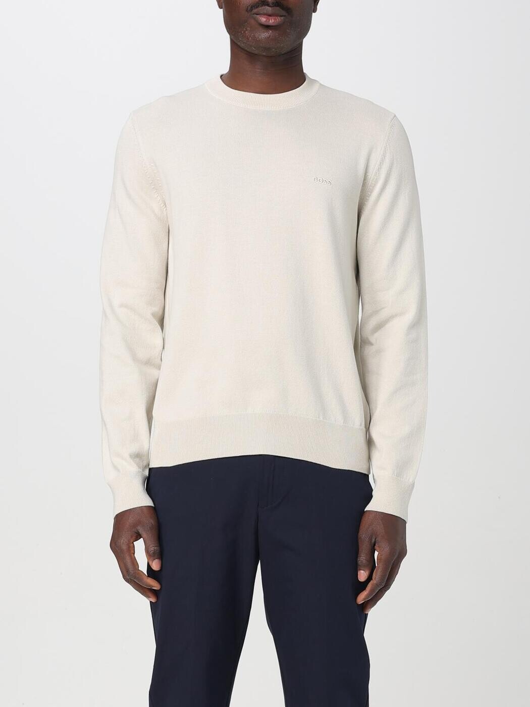 雇い主 BOSS プルオーバー 編み物御召しもの メンズ 白いこと Knitwear 50506023 White 関税 貨物輸送無料 2025AW gi
