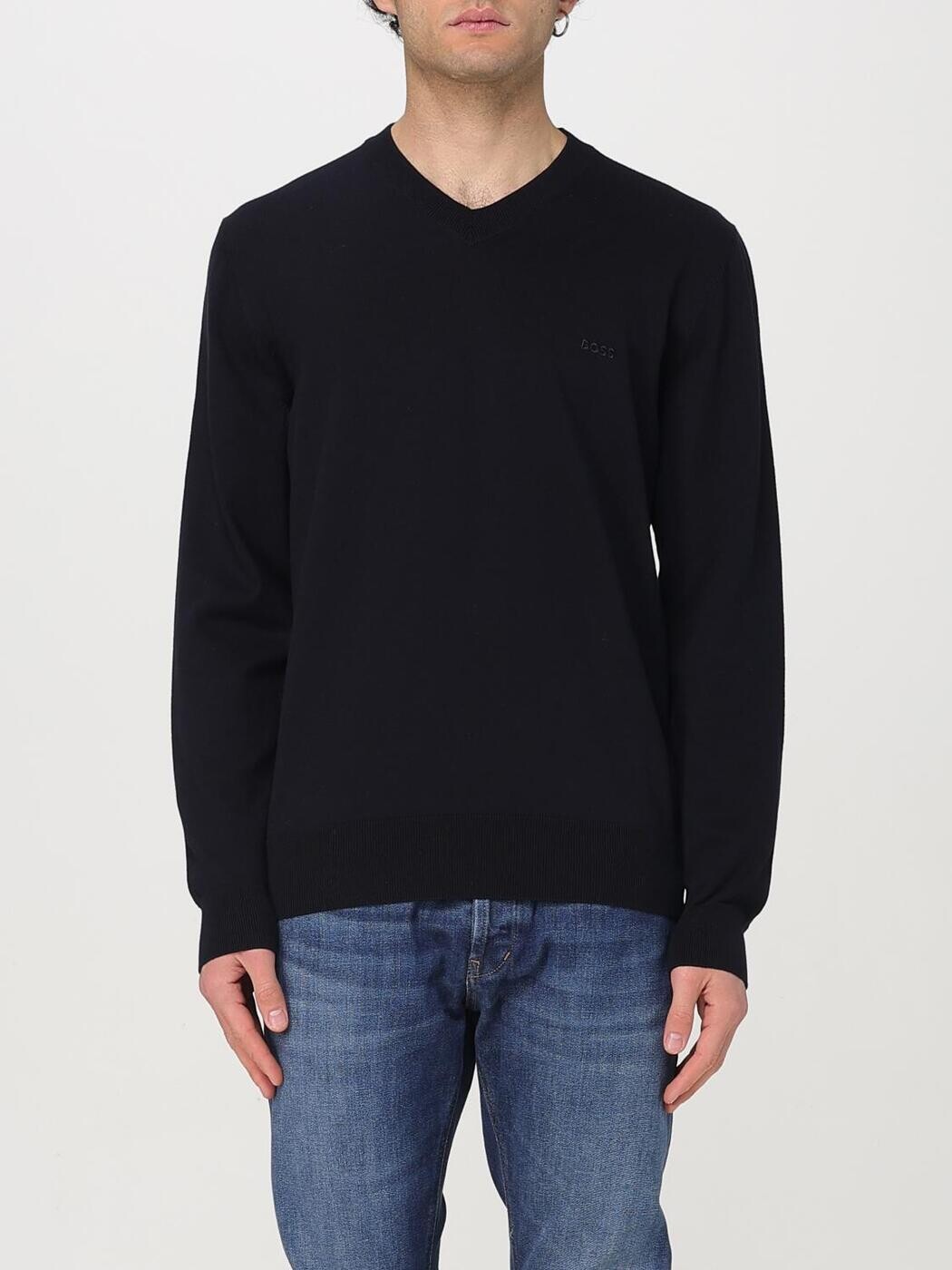 雇い主 BOSS プルオーバー 編み物御召しもの メンズ 青味 Knitwear 50506042 Blue 関税 貨物輸送無料 2025AW gi
