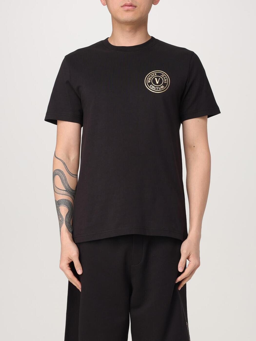 ヴェルサーチ デニム クチュール VERSACE JEANS COUTURE ティーシャツ メンズ 黒いこと T-shirts 78GAHT00CJ00T 関税 貨物輸送無料 2025SS gi メンズファッション-トップス