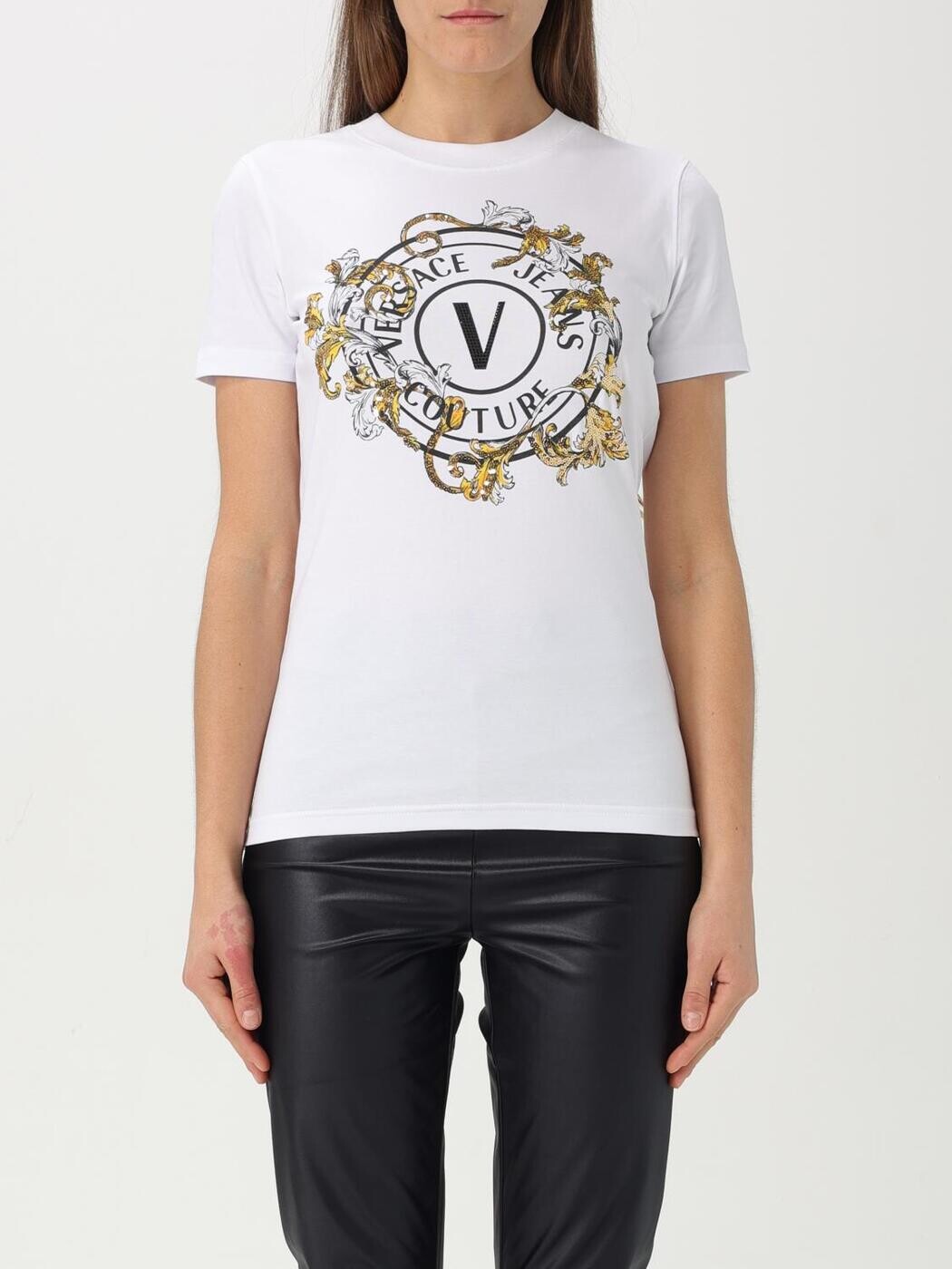 ヴェルサーチェ・ジーンズ・クチュール VERSACE JEANS COUTURE ポロシャツ Tシャツ レディース ホワイト T-shirts and polo shirts 78HAHC01CJ02C White 関税 送料無料 2025SS gi|BRANDSHOP「il Tesoro」