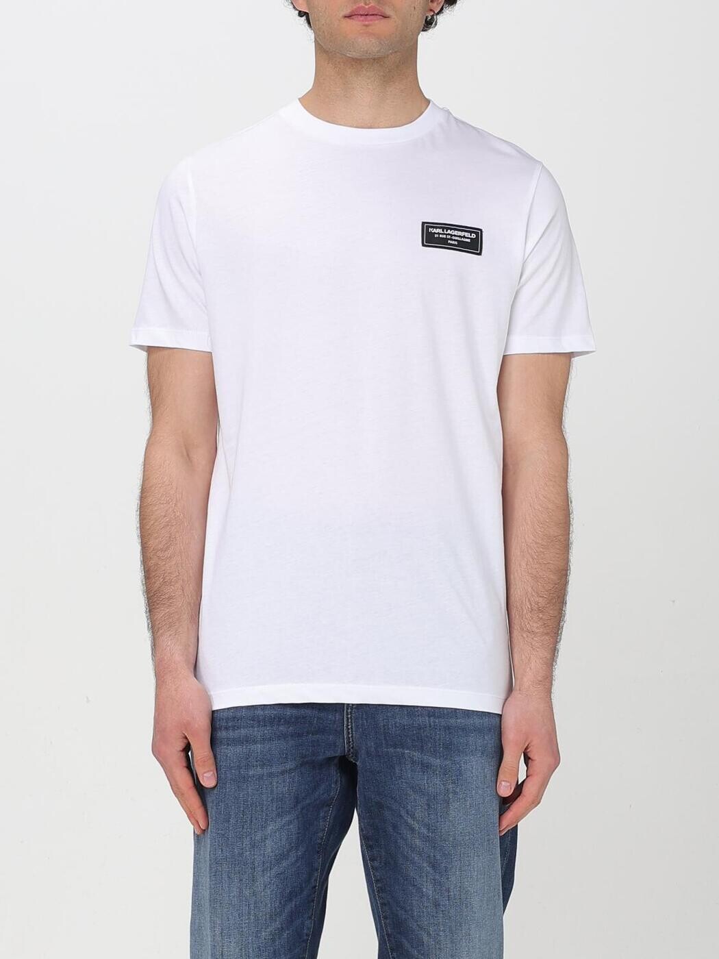 長い巻き毛 ラガーフェルド KARL LAGERFELD ティーシャツ メンズ 白いこと T-shirts KM755052 関税 貨物輸送無料 2025SS gi メンズファッション-Tシャツ・カットソー-トップス