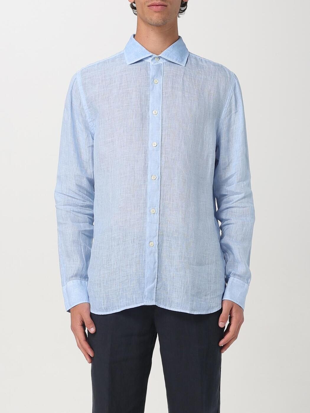 ワンハンドレッドトゥエンティーパーセントリノ 120% LINO シャツ メンズ ブルー Shirts 32ALIM1311000011532ALIM 関税 送料無料 2025SS gi