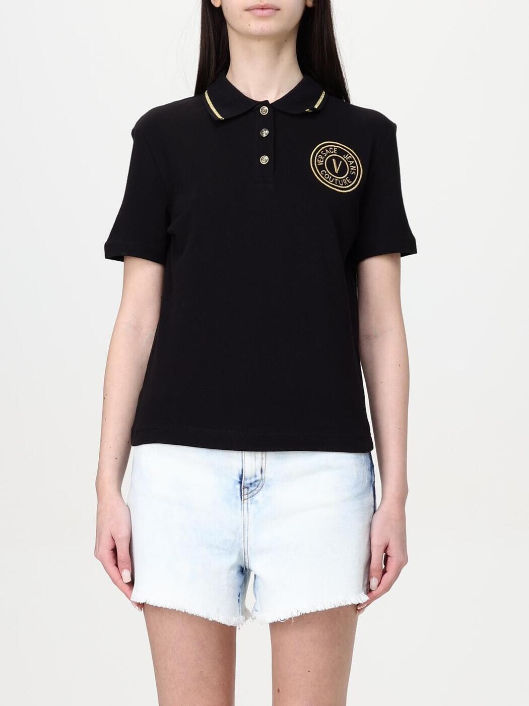 ヴェルサーチェ・ジーンズ・クチュール VERSACE JEANS COUTURE ポロシャツ レディース ブラック Polo 78HAGT00CJ01T Black 関税 送料無料 2025SS gi｜BRANDSHOP「il Tesoro」