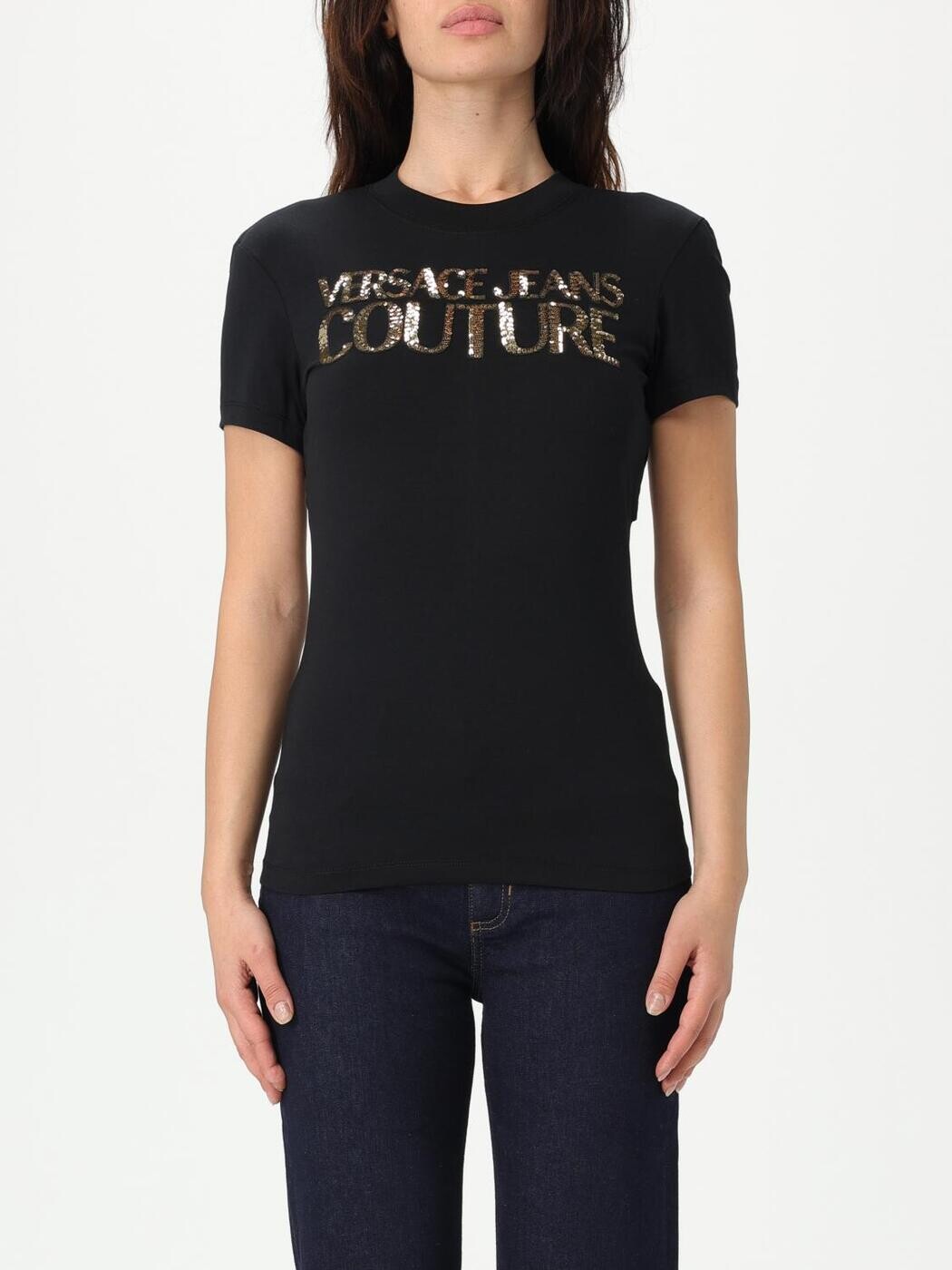ヴェルサーチェ・ジーンズ・クチュール VERSACE JEANS COUTURE ポロシャツ Tシャツ レディース ブラック T-shirts and polo shirts 78HAHE00CJ02E Black 関税 送料無料 2025AW gi｜BRANDSHOP「il Tesoro」