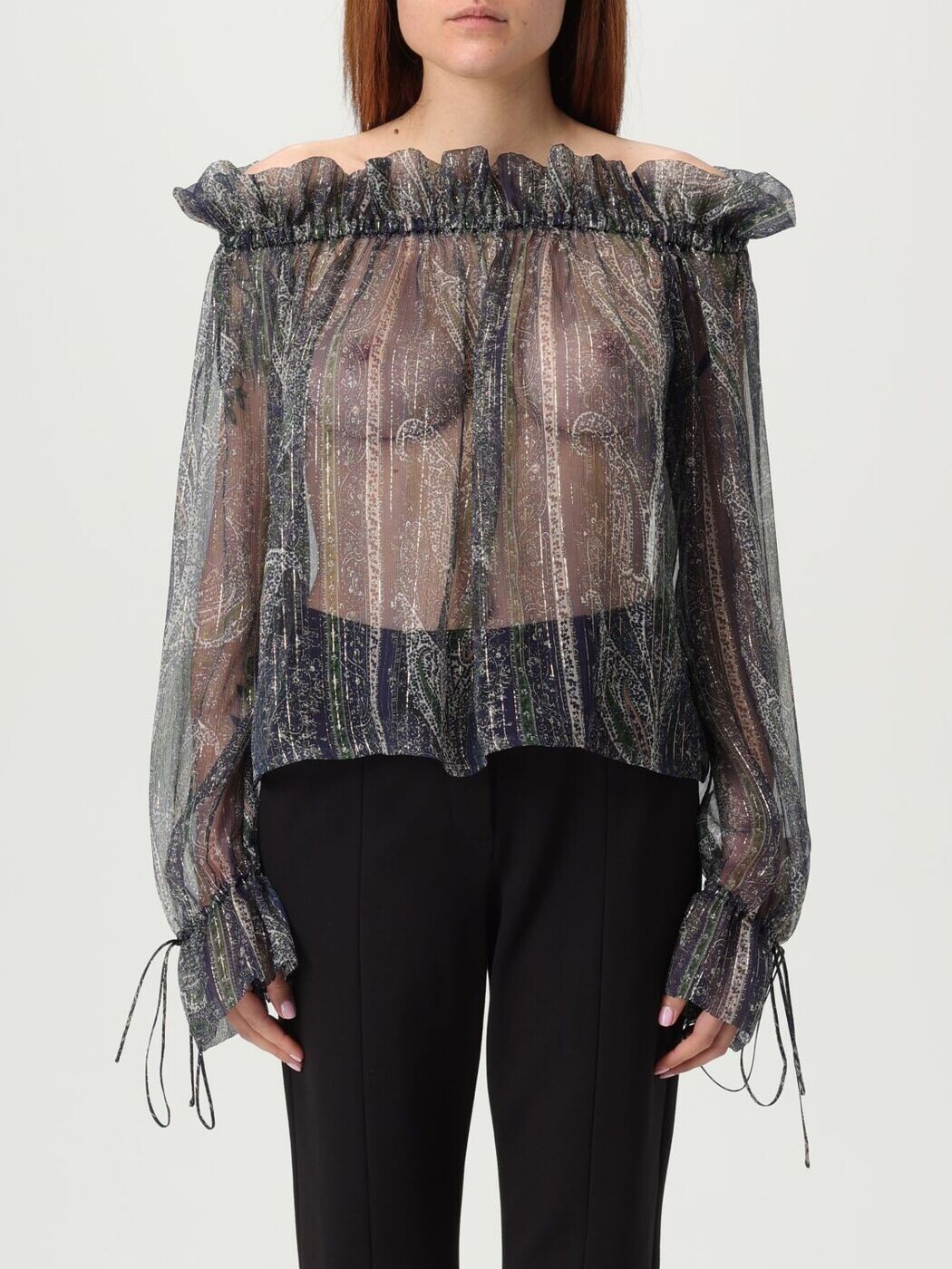 前日 サンローラン SAINT LAURENT PARIS ティーシャツ トップス レディース マルチ色つや T-shirts and tops 823001Y4K85 関税 貨物輸送無料 2025AW gi