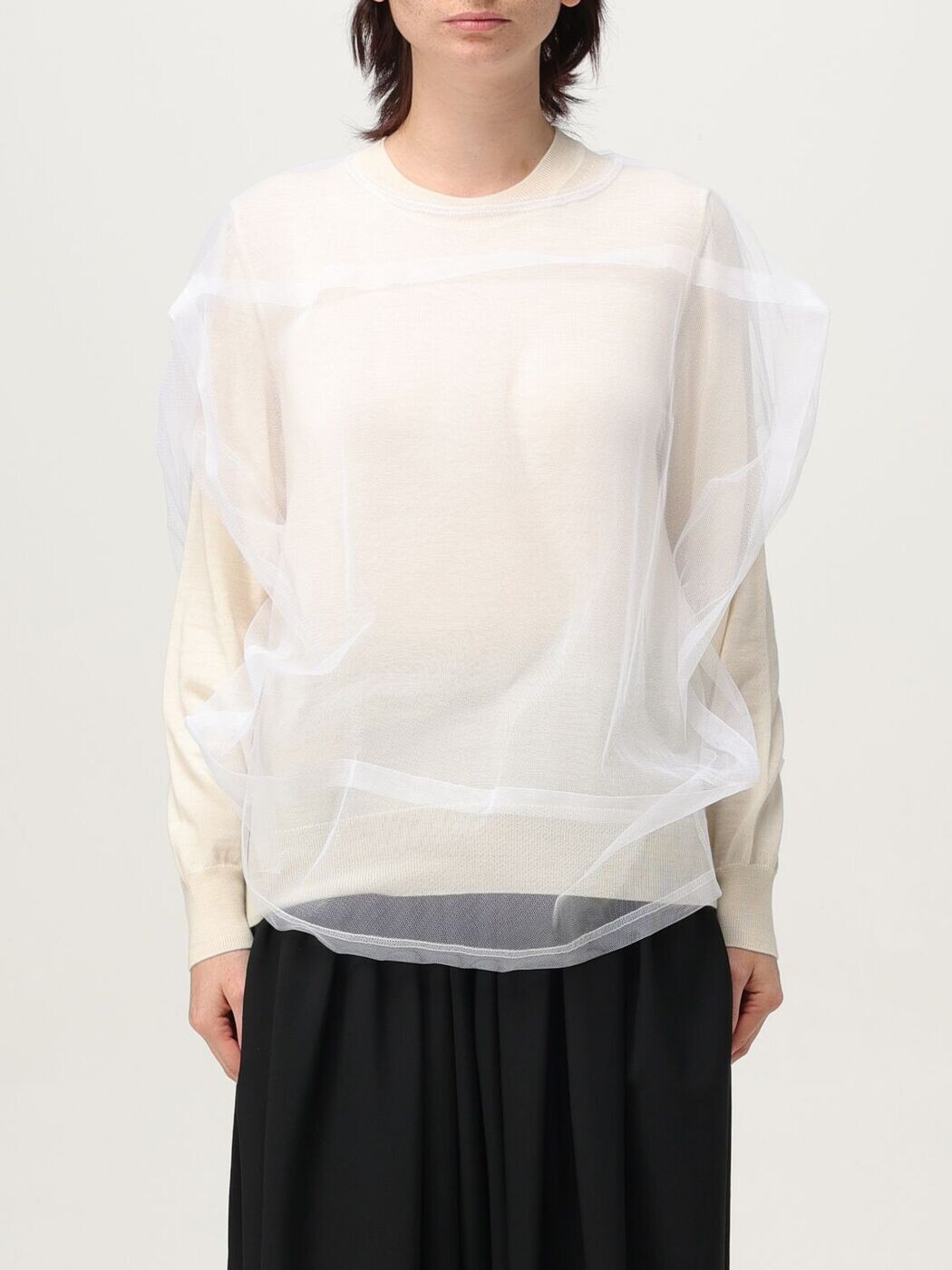 コム デ 給仕 COMME DES GARCONS プルオーバー 編み物お召しもの レディース 白いこと Knitwear GOB019 関税 貨物輸送無料 2025AW gi ニット・セーター-レディースファッション-セーター