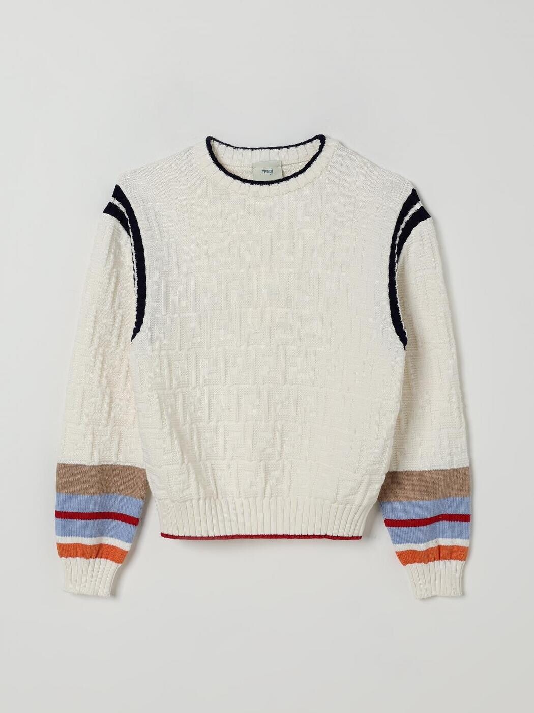 FENDI FENDI クルーネックジャンパー 編み物御召しもの ボーイズ 白いこと Crew neck jumpers JMG131AUKN 関税 貨物輸送無料 2025AW gi