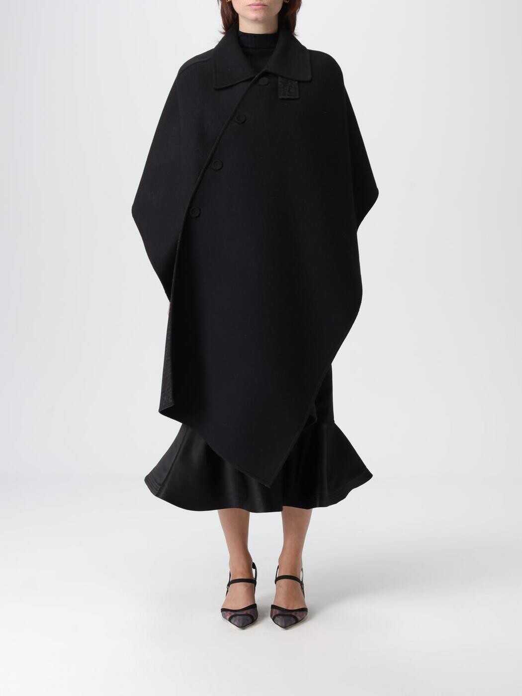 フェンディ FENDI トレンチコート 厚地の外套 レディース 黒いこと Coats and trench coats FF6144A5固定ディスク 関税 貨物輸送無料 2025AW gi
