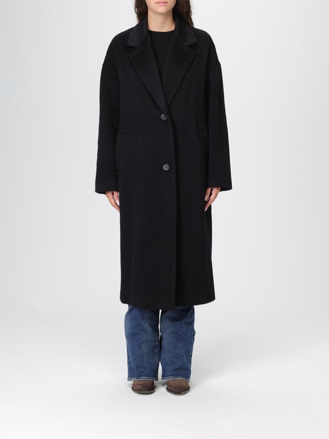 ゴールデン グース 晴れ晴れしい ブランド名 GOLDEN GOOSE トレンチコート 厚地の外套 レディース 黒いこと Coats and trench coats GWP02275P00197390100 ~ 関税 貨物輸送無料 2025AW gi