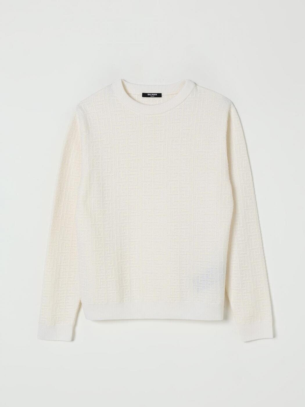 バルマン BALMAIN クルーネックジャンパー 編み物御召しもの ボーイズ 白いこと Crew neck jumpers BX9P30W0012 関税 貨物輸送無料 2025AW gi