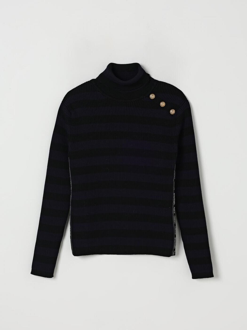 バルマン BALMAIN クルーネックジャンパー 編み物御召しもの ボーイズ 黒いこと Crew neck jumpers BX9A40Z3297 関税 貨物輸送無料 2025AW gi