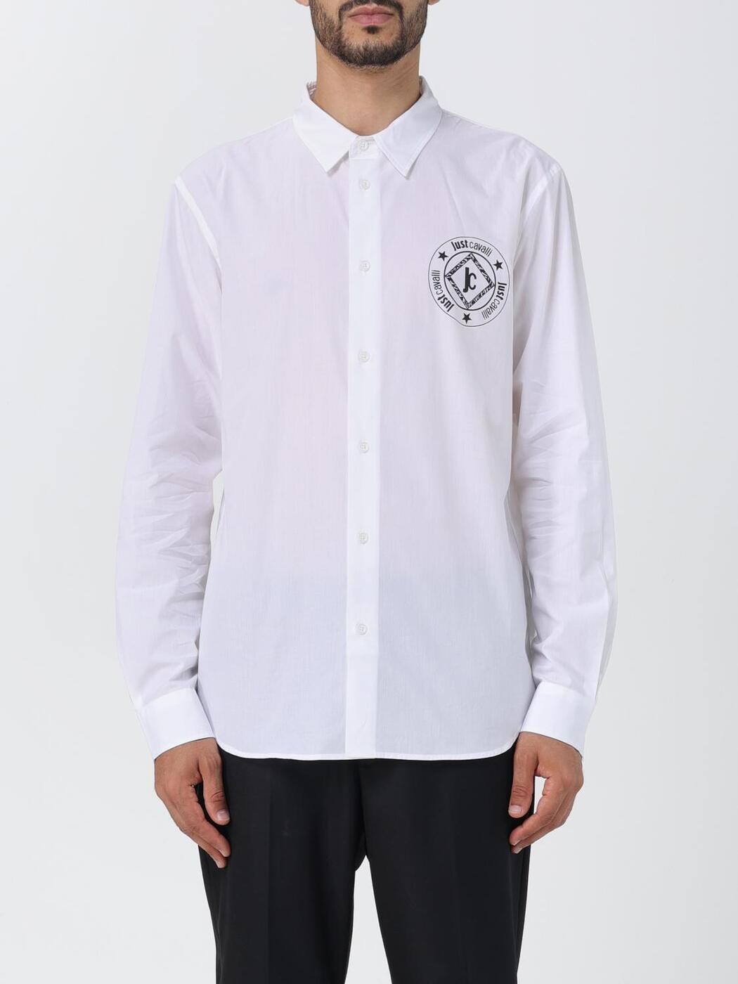 ジャスト カヴァリ JUST CAVALLI プルオーバー メンズ 白いこと Shirts 75OALYS2CN500 関税 貨物輸送無料 2023AW gi