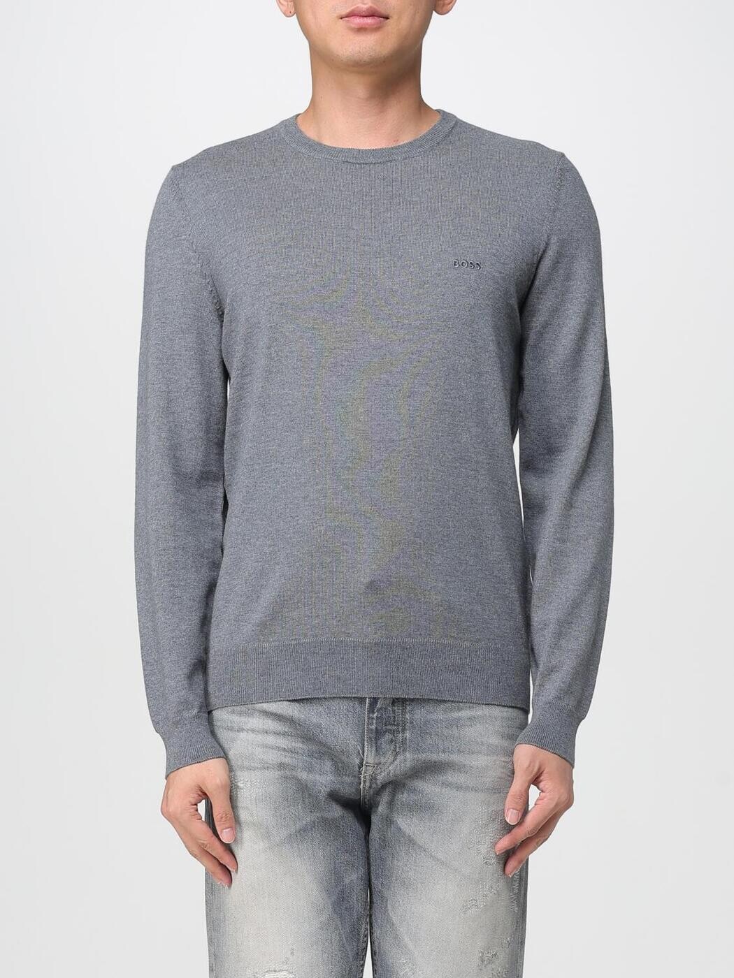 雇い主 BOSS プルオーバー 編み物御召しもの メンズ 薄墨色 Knitwear 50476364 Grey 関税 貨物輸送無料 2025AW gi