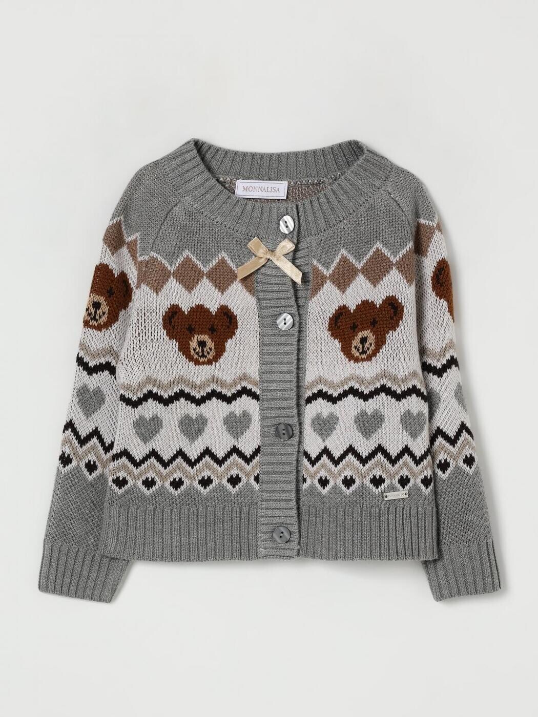 モナリザ MONNALISA クルーネックジャンパー ニットウェア ガールズ グレー Crew neck jumpers 19F8086062 関税 送料無料 2025AW gi