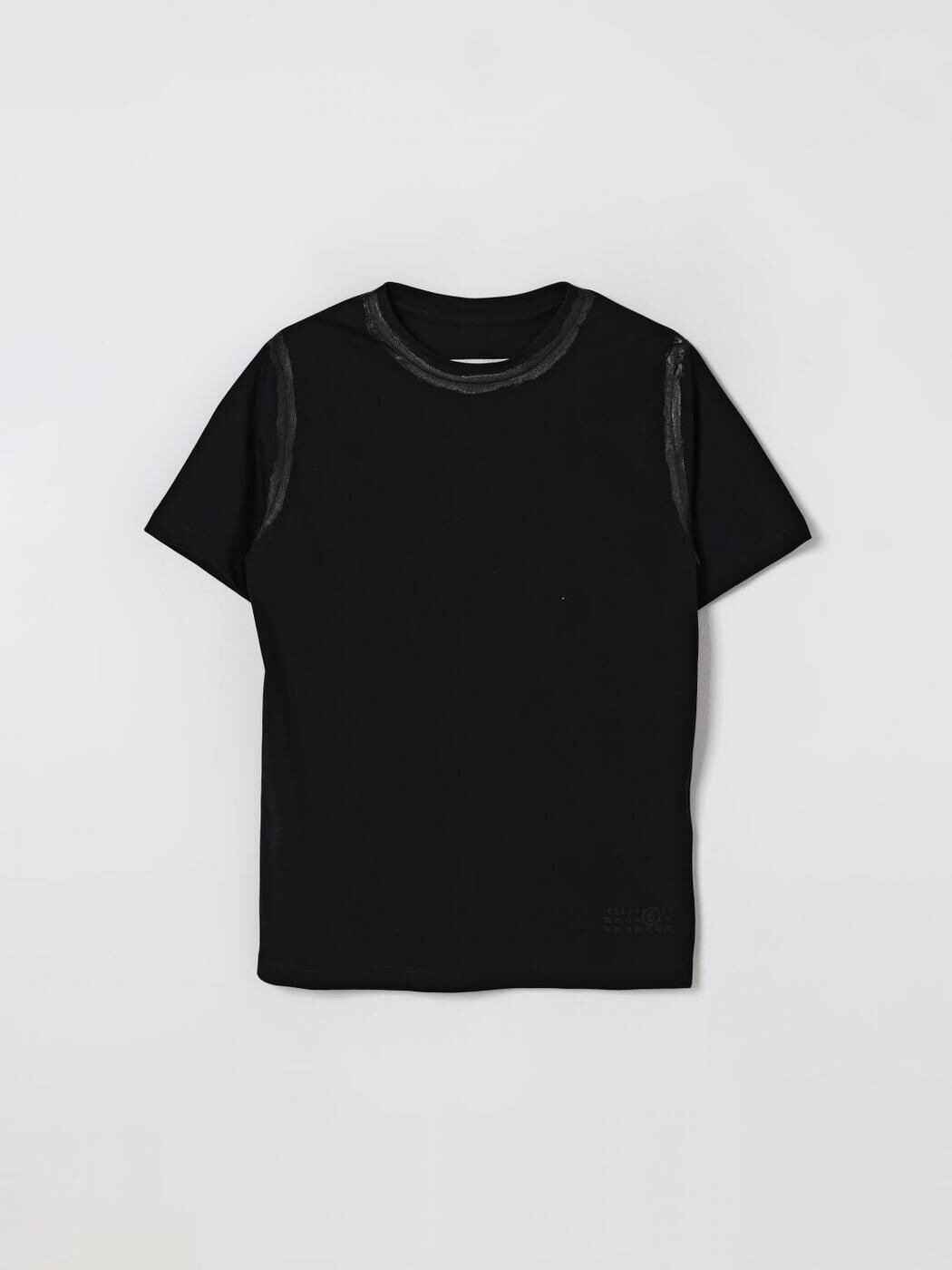 エムエムシックス 棲み家 マルジェラ MM6 MAISON MARGIELA ロング捩りティーシャツ ティーシャツ ガールズ 黒いこと Long sleeve t-shirts M60899MM06H 関税 貨物輸送無料 2025AW gi キッズ・ベビー・マタニティ-Tシャツ・カットソー-トップス