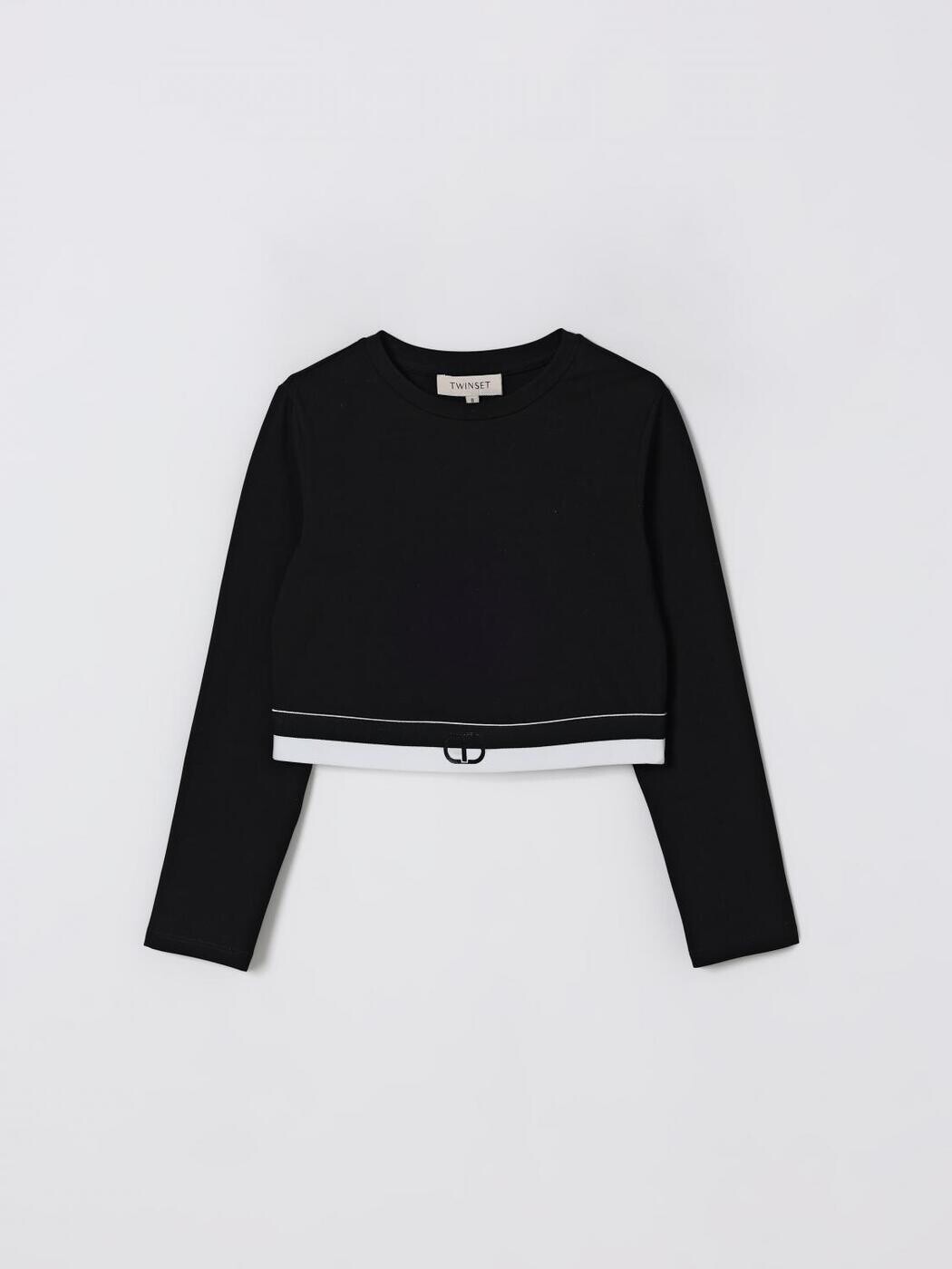 ツイン仕掛ける TWINSET ロング捩りプルオーバー プルオーバー ガールズ 黒いこと Long sleeve t-shirts 252GJ2322 関税 貨物輸送無料 2025AW gi