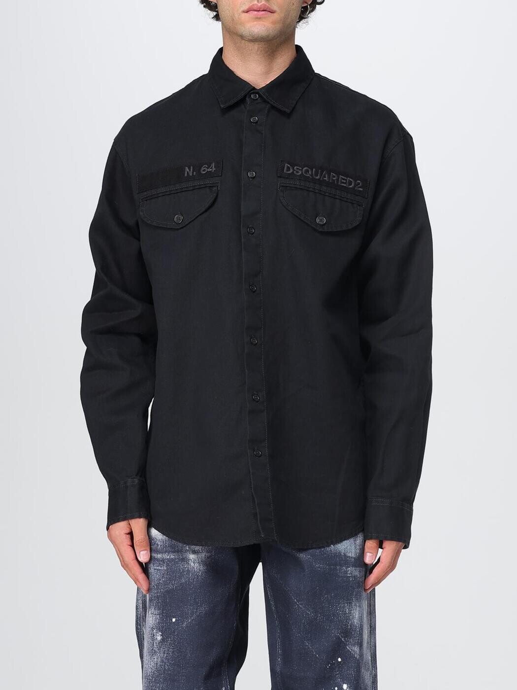 ディースクエアード DSQUARED2 シャツ メンズ ブラック Shirts S74DM0952D35264 Black 関税 送料無料 2025AW gi｜BRANDSHOP「il Tesoro」