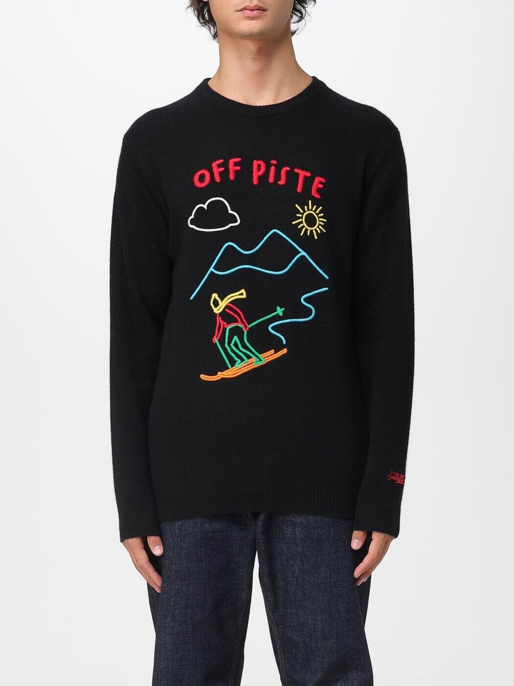 エムシーツーセイントバース MC2 SAINT BARTH プルオーバー 編み物御召しもの メンズ 黒いこと Knitwear HER0001 OFF PISTE BIG 00 EMB Black 関税 貨物輸送無料 2025AW gi