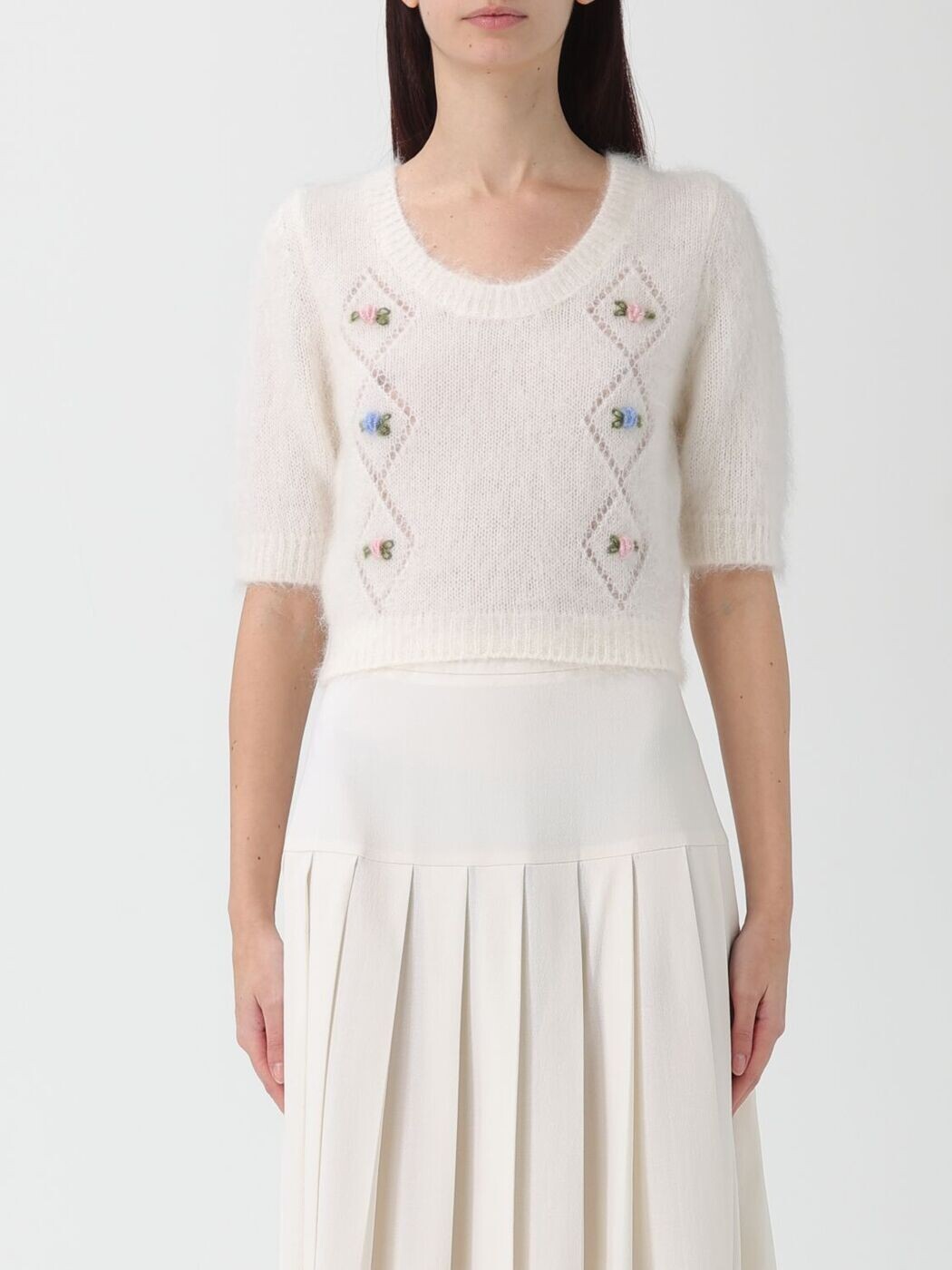 アレッサンドラ 金持ち ALESSANDRA RICH スウェーター 編み物御召しもの レディース 白いこと Knitwear FABX4186K4603 関税 貨物輸送無料 2025AW gi