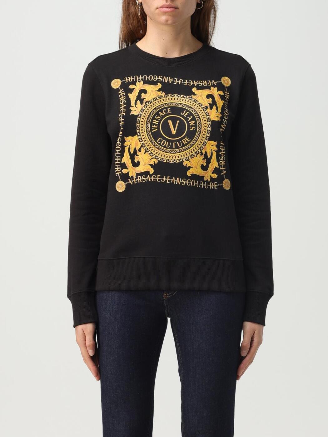 ヴェルサーチェ・ジーンズ・クチュール VERSACE JEANS COUTURE トレーナー レディース ブラック Sweatshirts 75HAIF0775DP309 Black 関税 送料無料 2023AW gi|BRANDSHOP「il Tesoro」