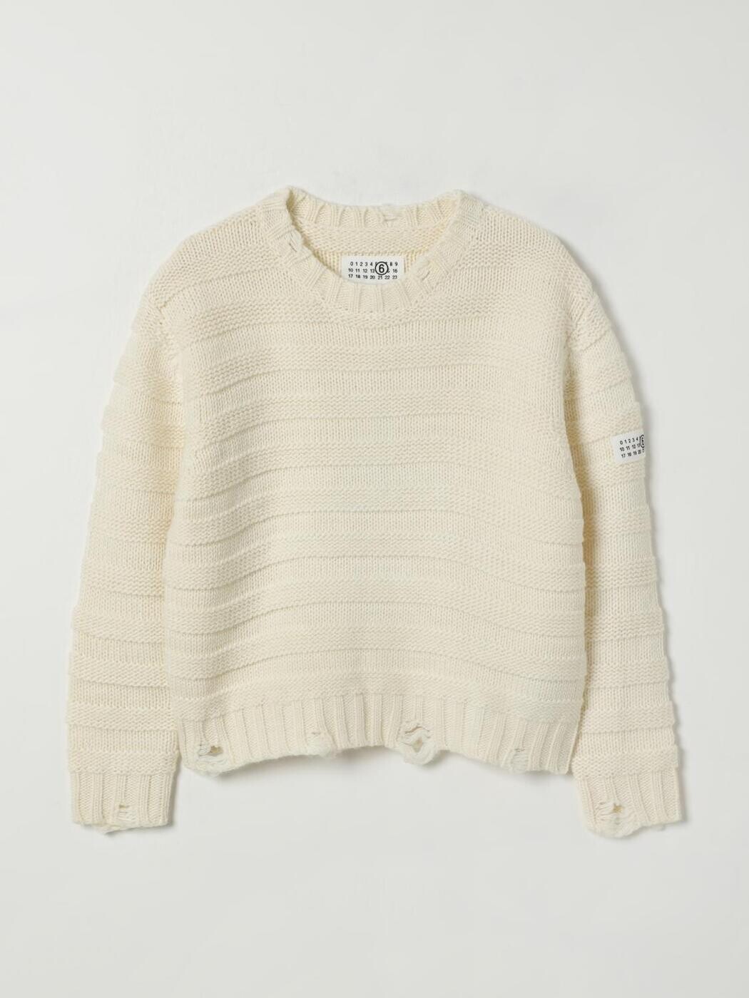エムエムシックス 住み家 マルジェラ MM6 MAISON MARGIELA クルーネックジャンパー 編み物御召しもの ガールズ 白いこと Crew neck jumpers M60880MM06P 関税 貨物輸送無料 2025AW gi