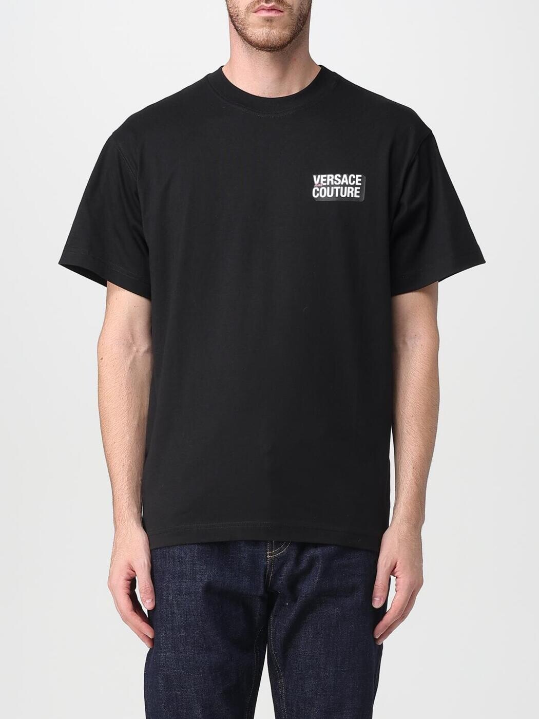 ヴェルサーチ ジーンズ クチュール VERSACE JEANS COUTURE Tシャツ メンズ ブラック T-shirts 79GAHP10CJ01P 関税 送料無料 2025AW gi