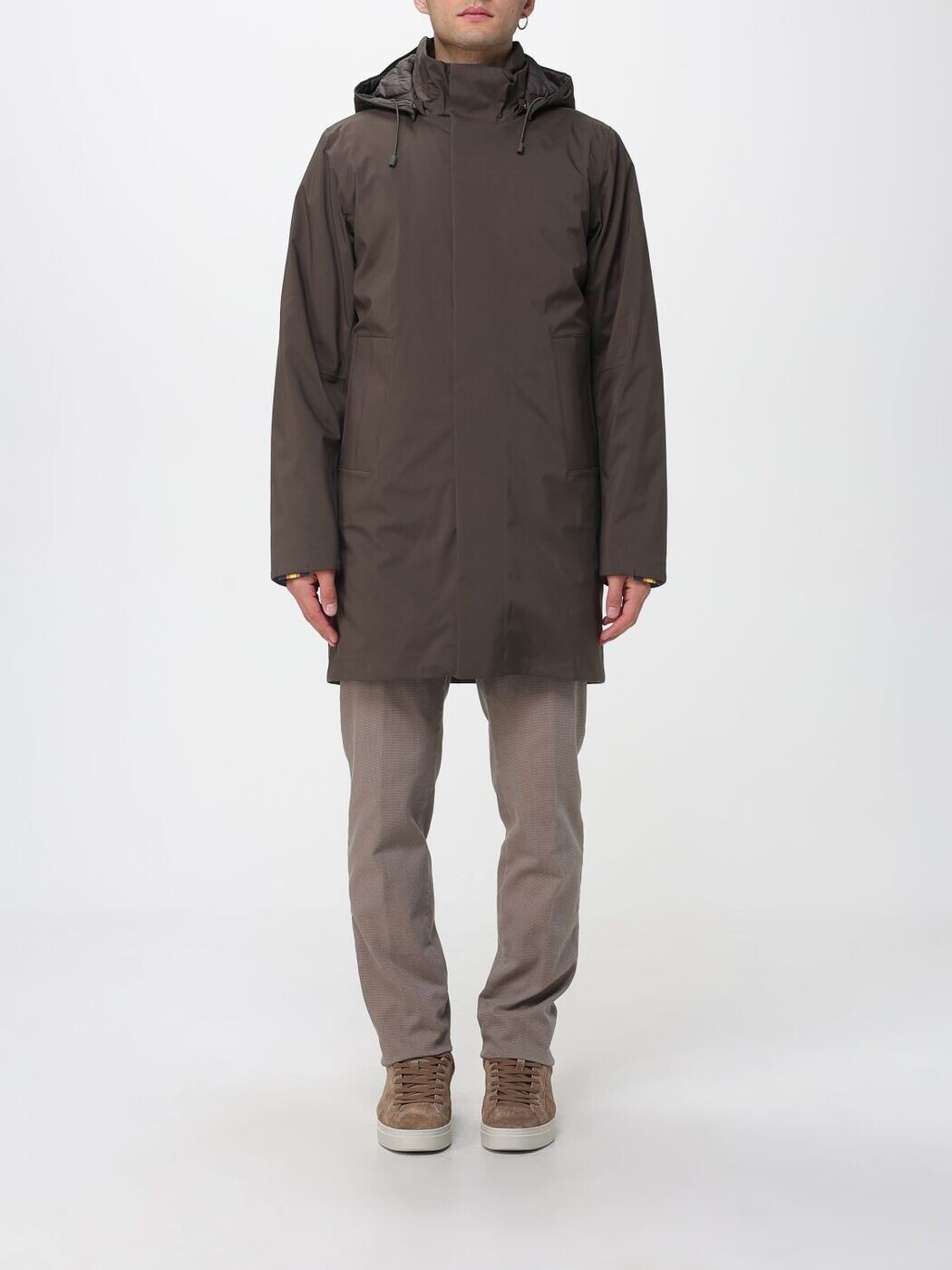 ケイ通い路 K-WAY トレンチ 厚地の外套 メンズ Coats and Trench K7136IW Kaki 関税 貨物輸送無料 2025AW gi