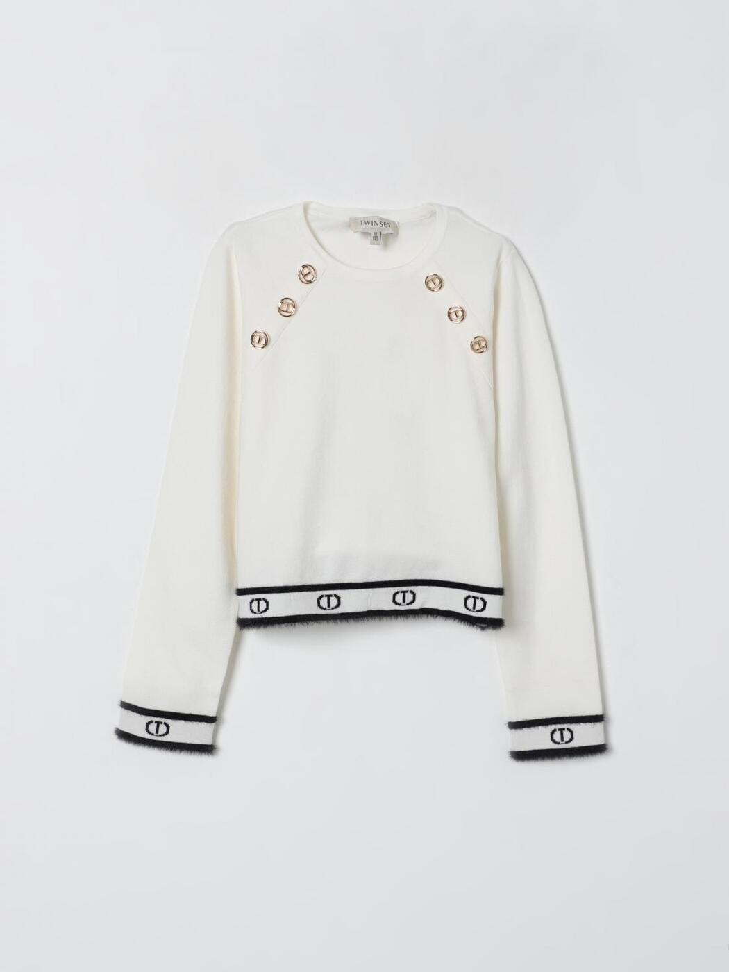 ツインセット TWINSET クルーネックジャンパー ニットウェア ガールズ ホワイト Crew neck jumpers 252GJ3073 関税 送料無料 2025AW gi
