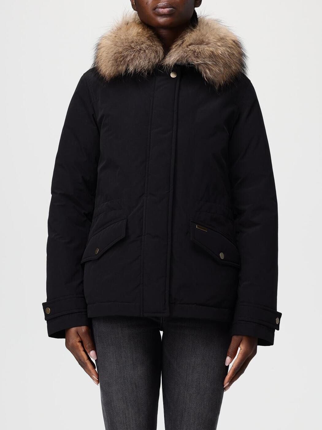 羊毛分限者 WOOLRICH トレンチコート 厚地の外套 レディース 黒いこと Coats and trench coats CFWWOU2043FRUT5092 関税 貨物輸送無料 2025AW gi