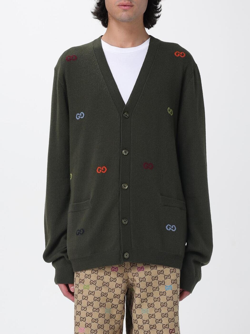 グッチ GUCCI プルオーバー 編み物御召しもの メンズ 緑であること Knitwear 833671XKEYI 関税 貨物輸送無料 2025AW gi
