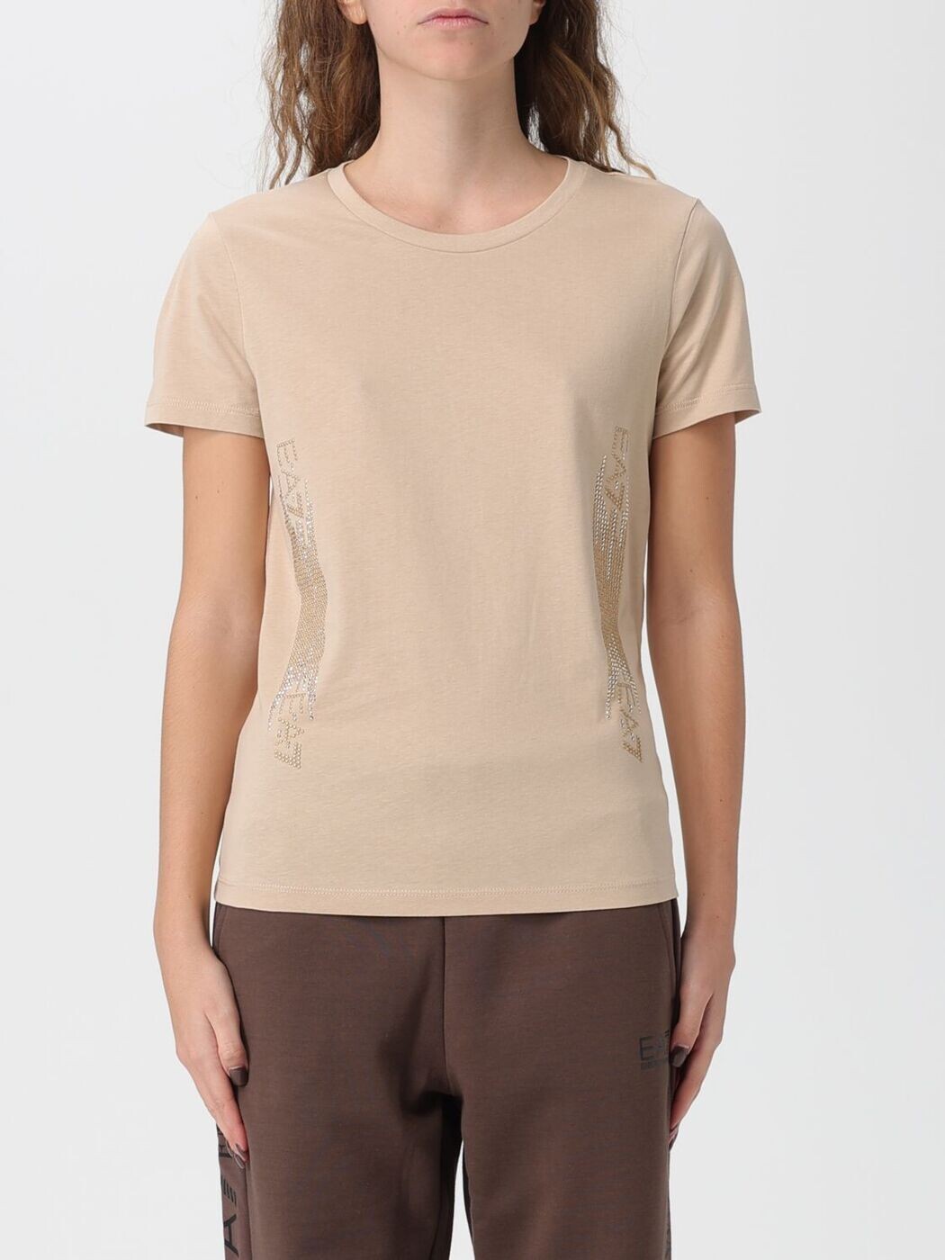 エン急性灰白髄炎 アルマーニ EA7 スポーツシャツ プルオーバー レディース ベージュ T-shirts and polo shirts 7W000521AF12503 関税 貨物輸送無料 2025AW gi
