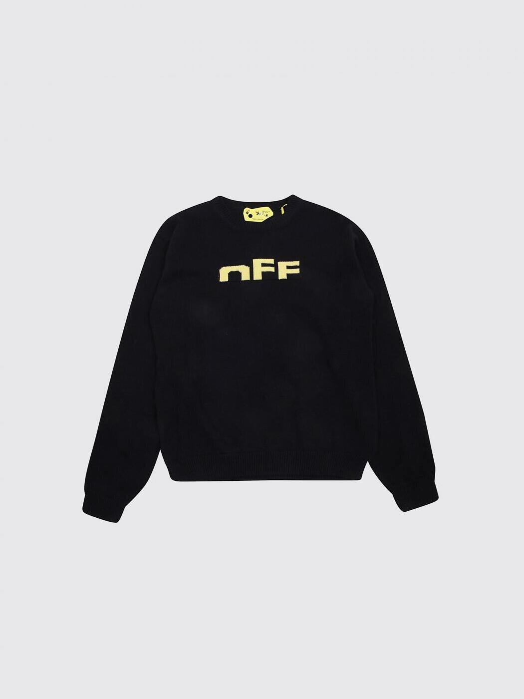 オフ 白いこと OFF-WHITE クルーネックジャンパー 編み物御召しもの ボーイズ 黒いこと Crew neck jumpers OBHE001F25KNI003 関税 貨物輸送無料 2025AW gi
