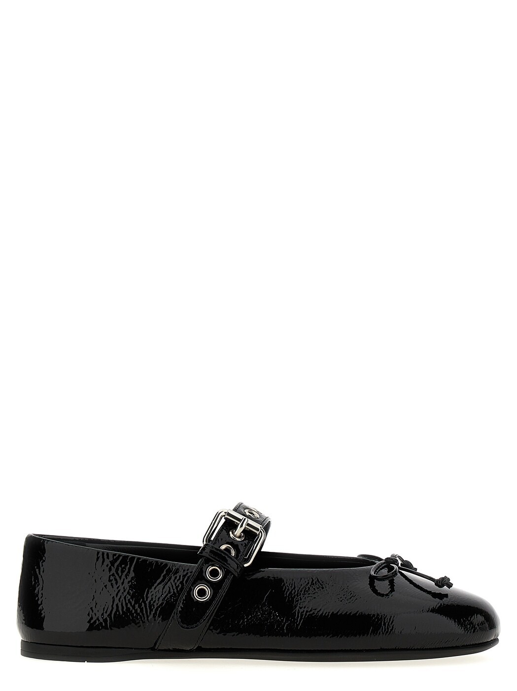 ミュウ ミュウ MIU MIU 木目細かシューズ 木目細かシューズ レディース 黒いこと Flat Shoes Buckle and bow ballet flats 5F210EF005H27F0002 Black 関税 貨物輸送無料 2025SS ju