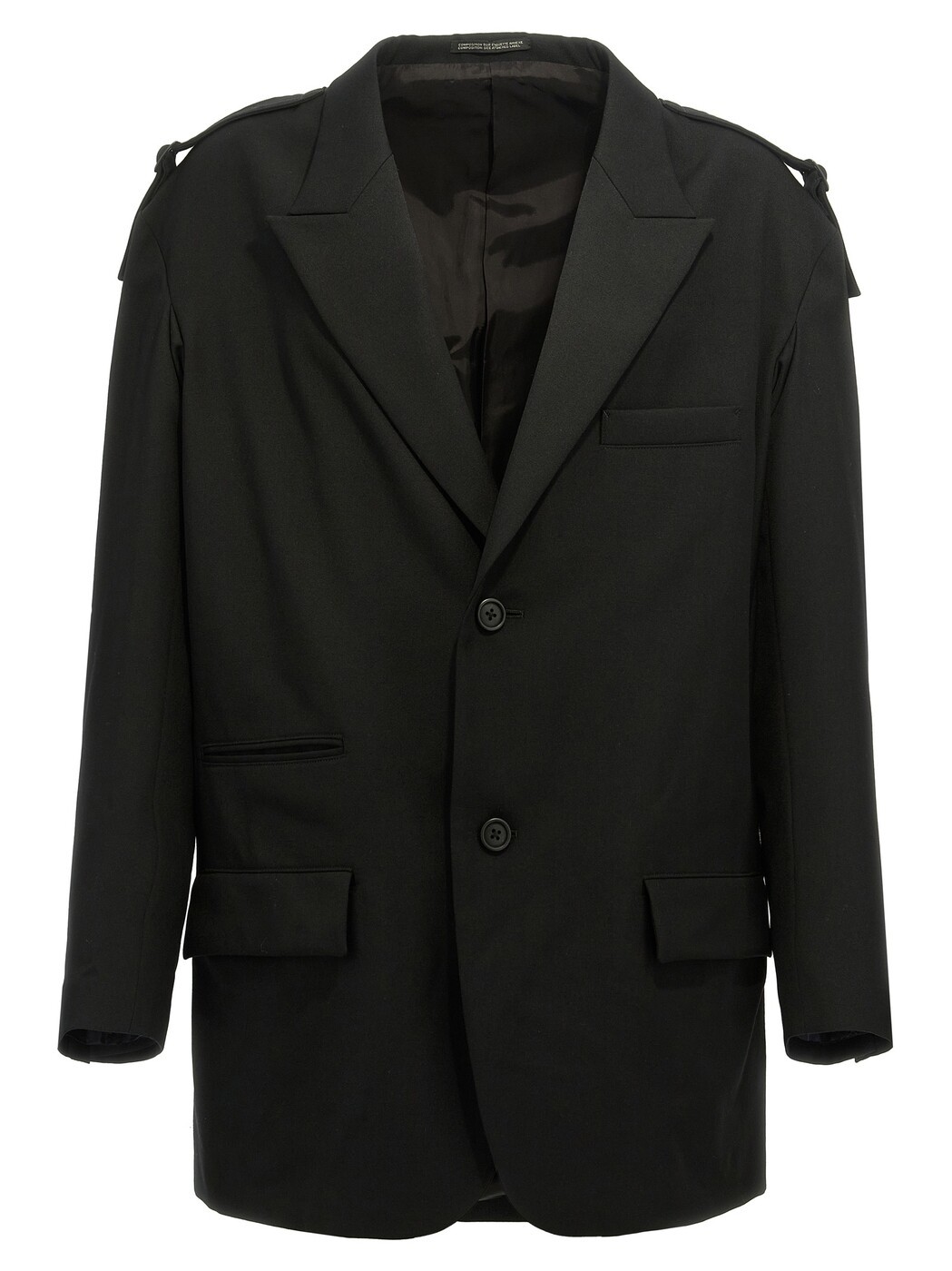 ヨウジ ヤマモト YOHJI YAMAMOTO ジャケット メンズ ブラック Jackets Single-breasted blazer with strap detail HOJ74534BLACK1 Black 関税 送料無料 2024AW ju|BRANDSHOP「il Tesoro」