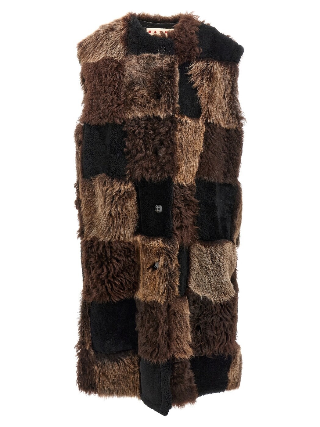 マルニ MARNI ジレ より良い レディース 赤銅色 Vests Long shearling vest GLMX0099Q0ULM124ロム88 Brown 関税 貨物輸送無料 2025AW ju