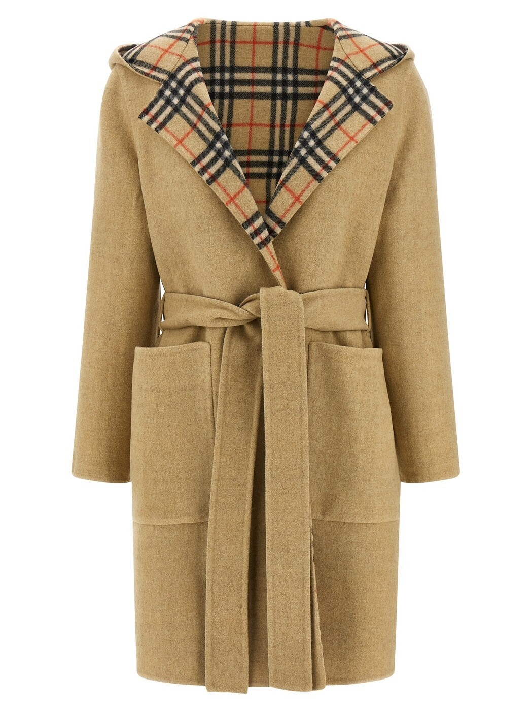 バーバリー BURBERRY トレンチコート 厚地の外套 レディース ベージュ Coats and trench coats \u0027Hampshire\u0027 reversible coat 8113069SANDIPCHECK Beige 関税 貨物輸送無料 2025AW ju