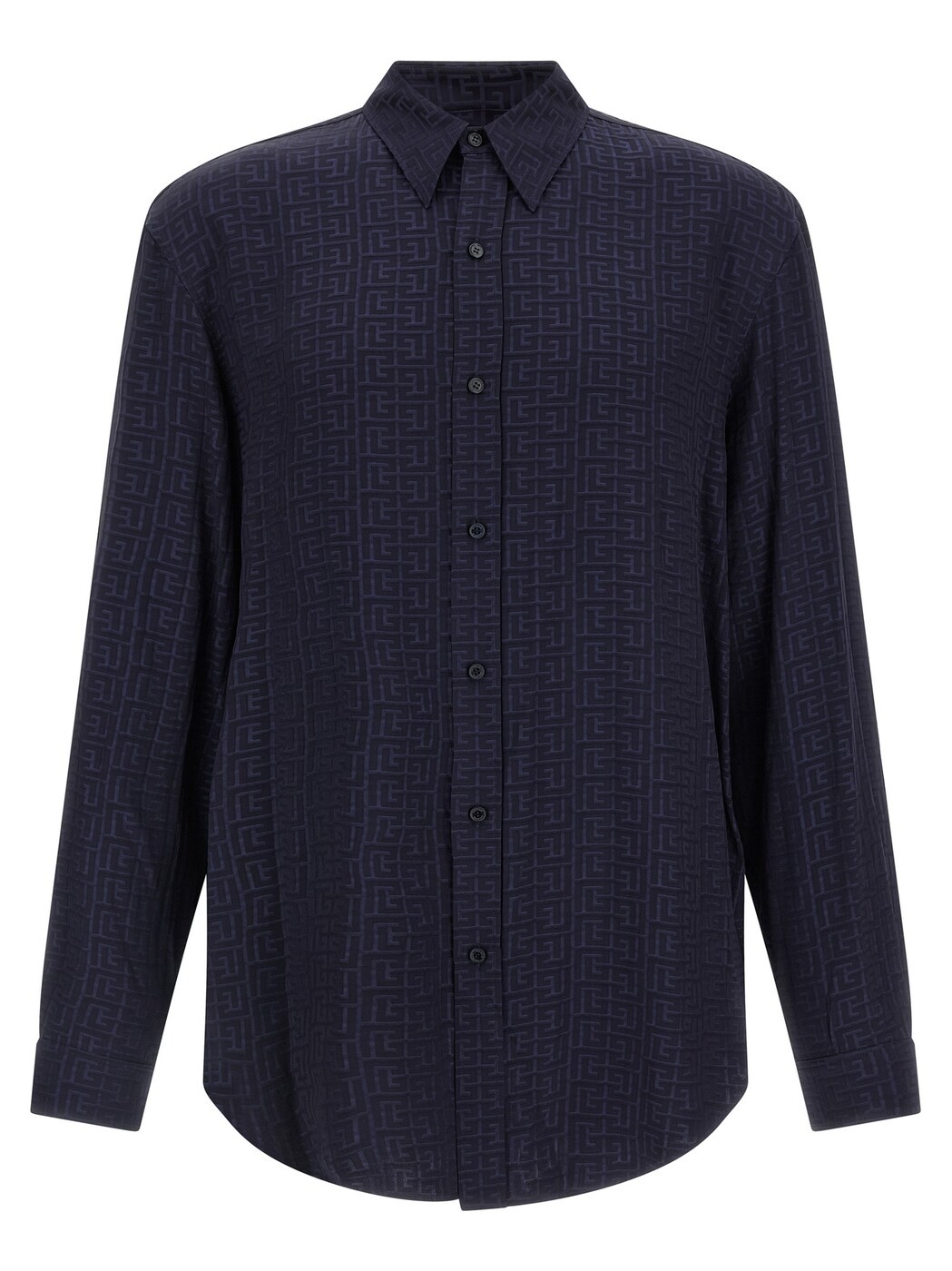 バルマン BALMAIN シャツ メンズ ブルー Shirts Jacquard monogram shirt GH1HS555VI746UB Blue 関税 送料無料 2026SS ju|BRANDSHOP「il Tesoro」