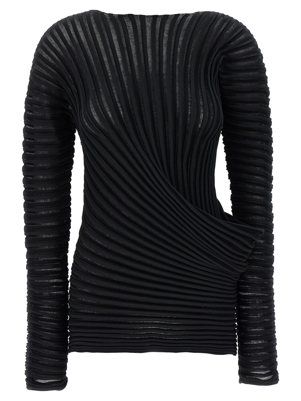イッセイ ミヤケ ISSEY MIYAKE Tシャツ トップス レディース ブラック T-shirts and tops 'Stream' top IM56KN82315 Black 関税 送料無料 2025SS ju|BRANDSHOP「il Tesoro」