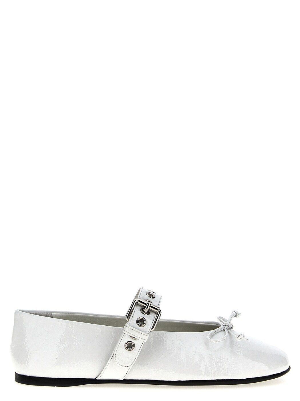 ミュウ ミュウ MIU MIU 木目細かシューズ 木目細かシューズ レディース 白いこと Flat Shoes Buckle and bow ballet flats 5F210EF005H27F0009 White 関税 貨物輸送無料 2025SS ju
