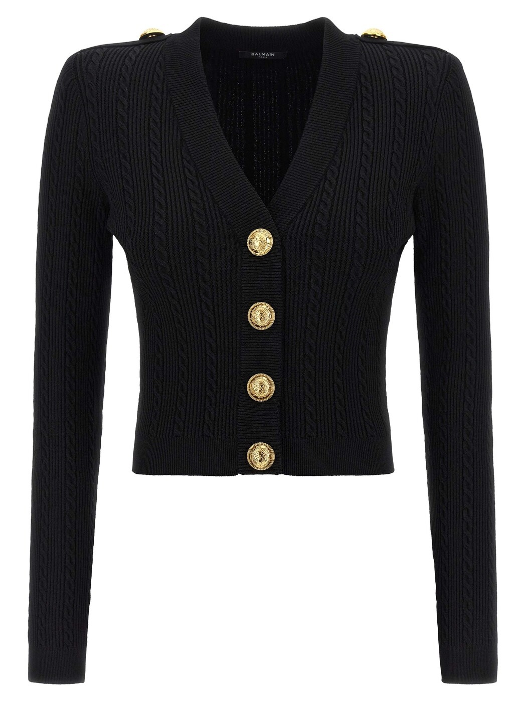 バルマン BALMAIN スウェーター 編み物お召しもの レディース 黒いこと Knitwear Twisted knit cardigan FF1KL245KI500PA Black 関税 貨物輸送無料 2025AW ju