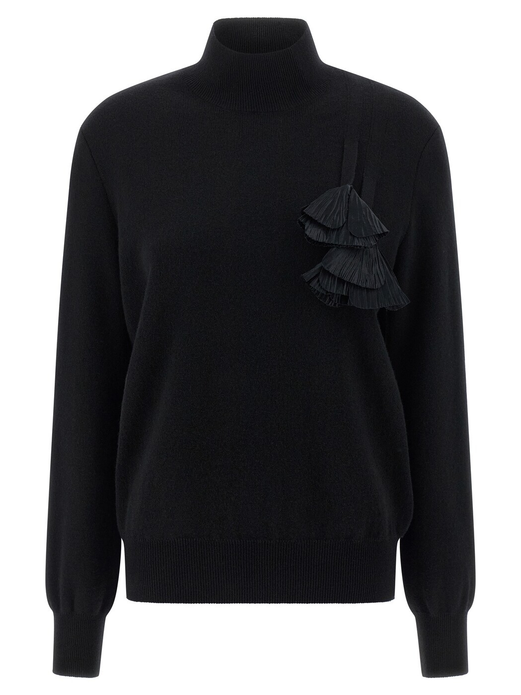 フェラガモ FERRAGAMO スウェーター 編み物お召しもの レディース 黒いこと Knitwear Floral insert sweater 788654NERO Black 関税 貨物輸送無料 2025AW ju