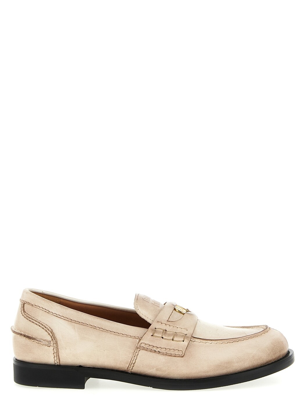 ミュウ ミュウ MIU MIU 置き目毛皮 レディース 白いこと Loafers Waxed leather loafers 5D773DF020537F0304 White 関税 貨物輸送無料 2026SS ju