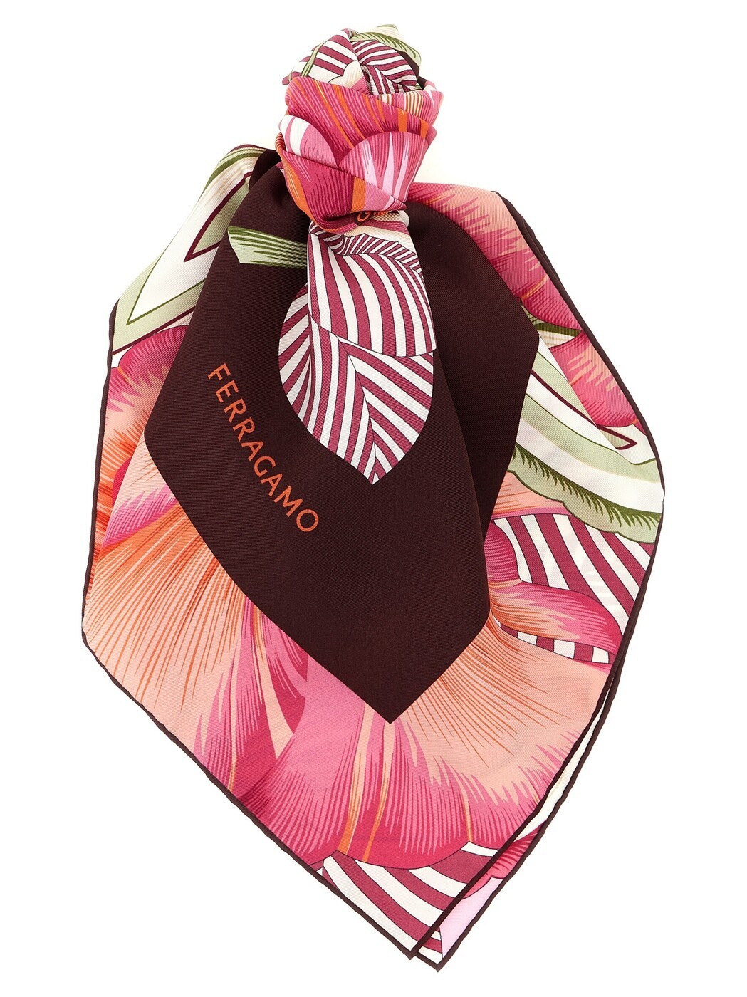 フェラガモ FERRAGAMO 先端技術佩び物 流行り物小物 レディース マルチ色合い Hi-tech accessories \u0027Brezza\u0027 print scarf 789960BORDEAUXFUXIA Multicolor 関税 貨物輸送無料 2026SS ju