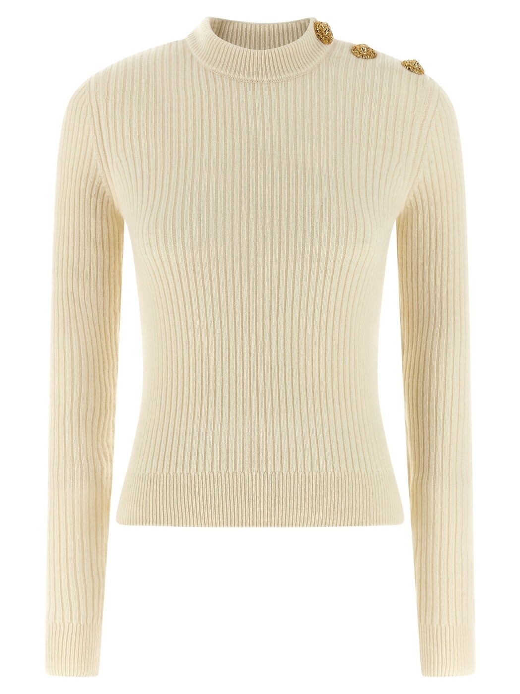 バルマン BALMAIN スウェーター 編み物お召しもの レディース 白いこと Knitwear Ribbed sweater FF0KD095KJ170KA White 関税 貨物輸送無料 2025AW ju