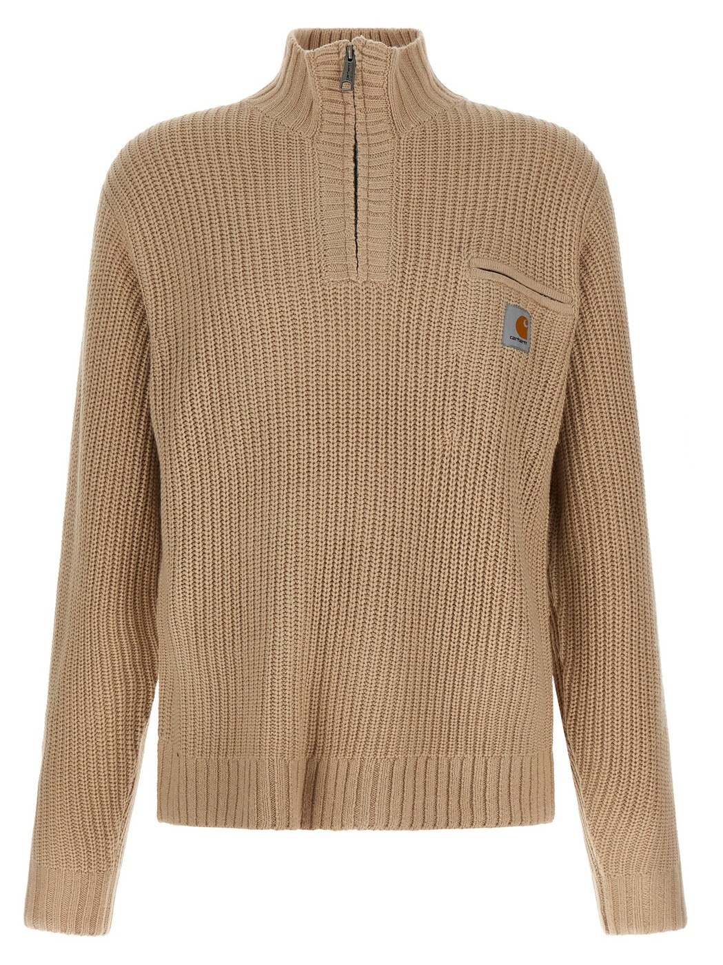 鉄道車両ハート形 ダブリューアイピー CARHARTT WIP プルオーバー 編み物御召しもの メンズ ベージュ Knitwear \u0027Detroit Half zip\u0027 sweater I0353982LPXX Beige 関税 貨物輸送無料 2025AW ju
