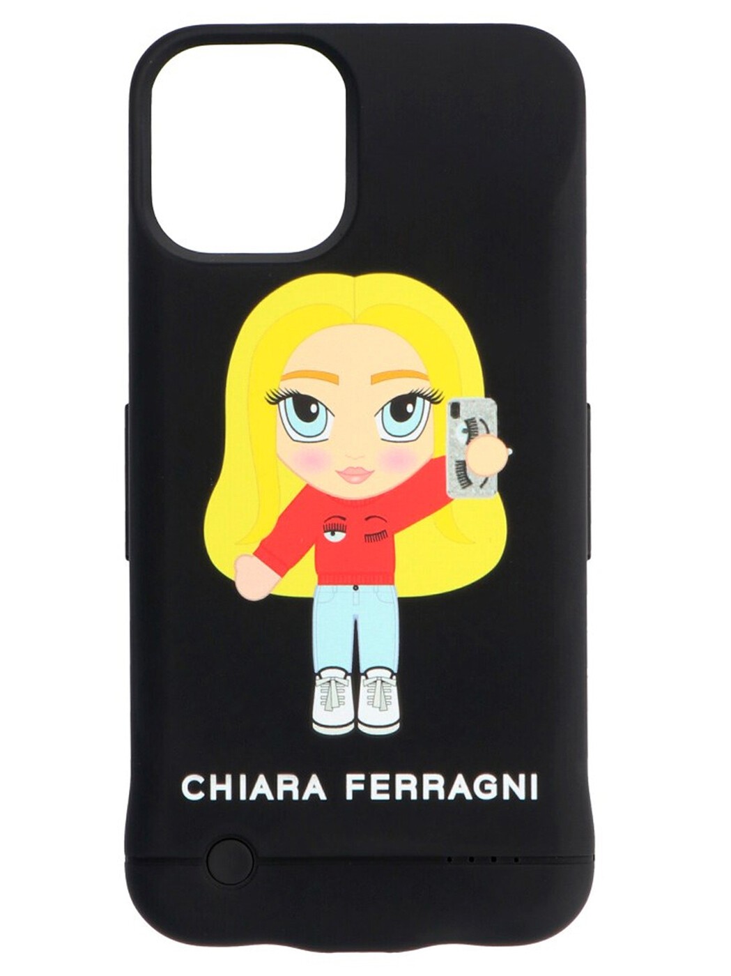 キアラ フェラーニ CHIARA FERRAGNI 先端技術付属物 流行り物小物 レディース 黒いこと Hi-tech accessories \u0027Cf Mascotte\u0027 I-Phone 11 pro battery case 20AICFCIP11P002NERO Black 関税 貨物輸送無料 2020AW ju