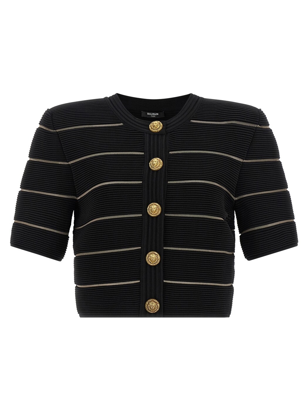 バルマン BALMAIN スウェーター 編み物お召しもの レディース 黒いこと Knitwear Cropped cardigan GF0KL285KJ750PA Black 関税 貨物輸送無料 2026SS ju