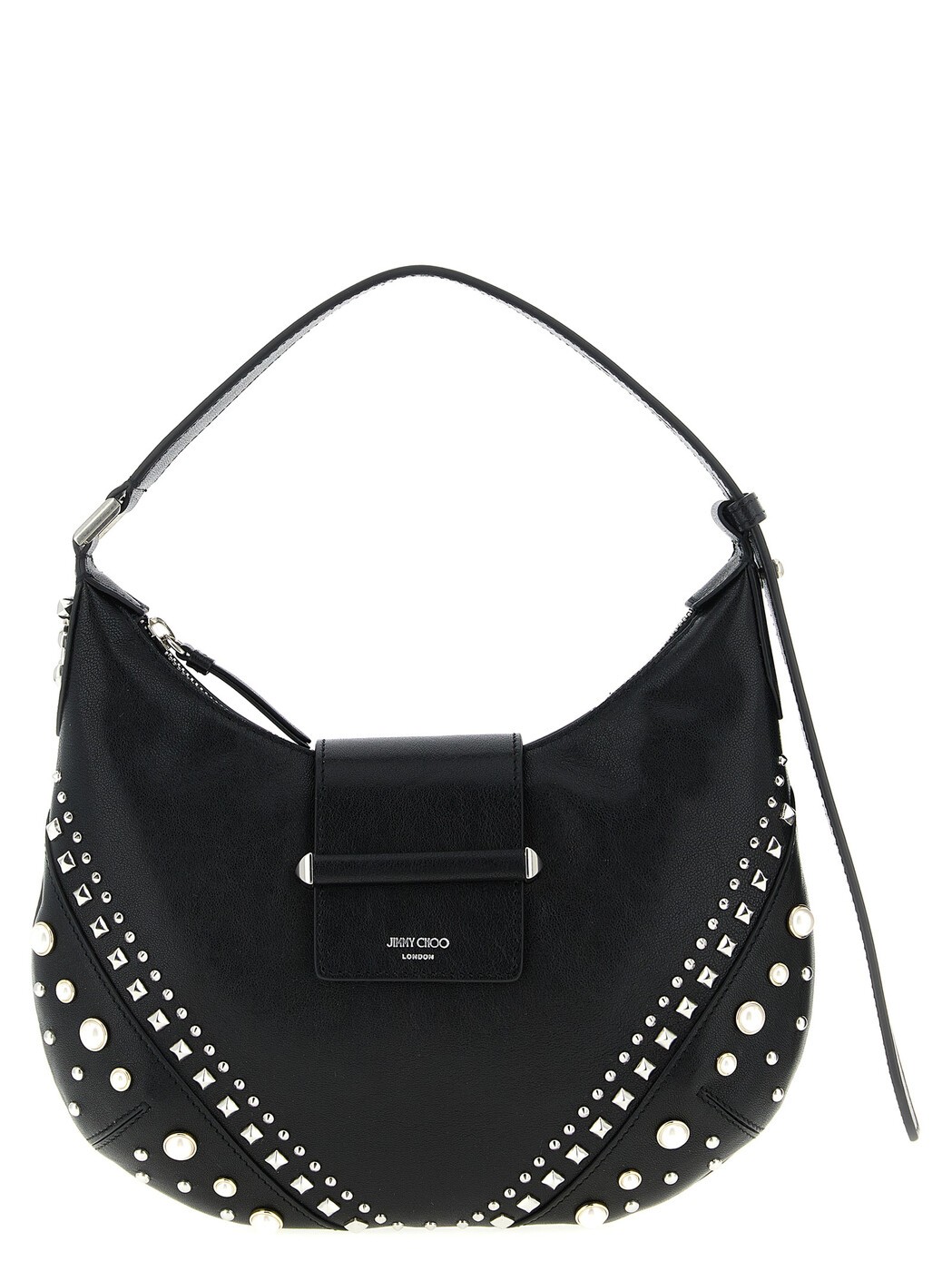ジミーチュウ JIMMY CHOO 御徒面子 レディース 白いこと Business bags \u0027Bar Hobo\u0027 shoulder bag BARHOBOSQXBBLACKIVORYANTIQUESILVER White 関税 貨物輸送無料 2026SS ju