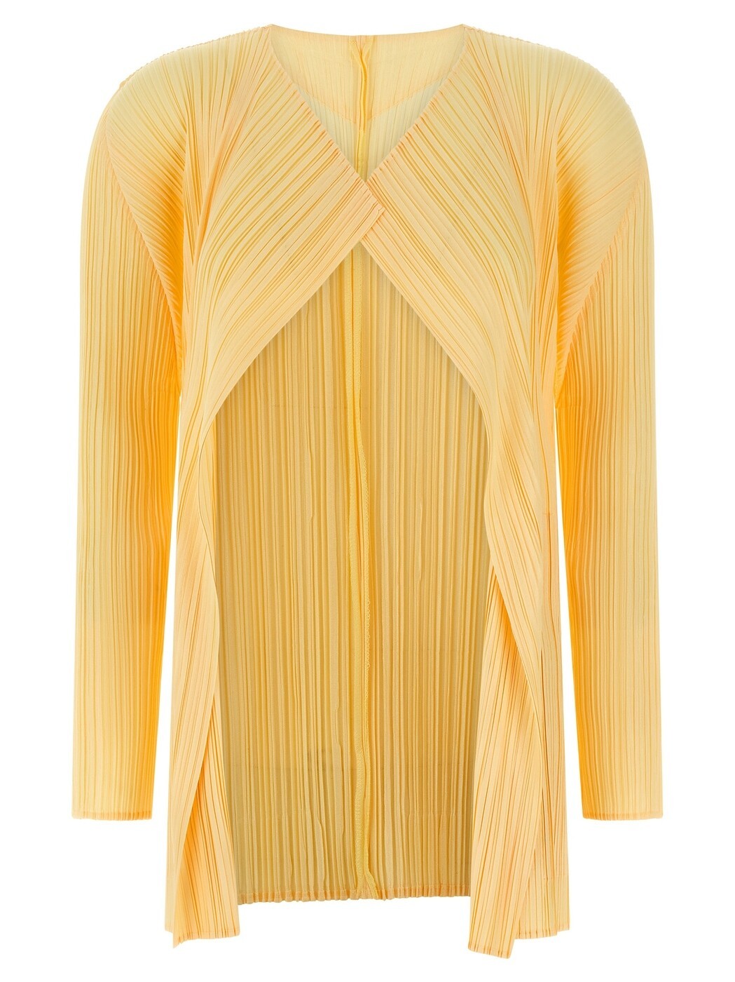 PLEATS PLEASE ISSEY MIYAKE スウェーター 編み物御召しもの レディース 黄色 Knitwear \u0027Mellow Pleats\u0027 cardigan PP58JA28230 Yellow 関税 貨物輸送無料 2025AW ju